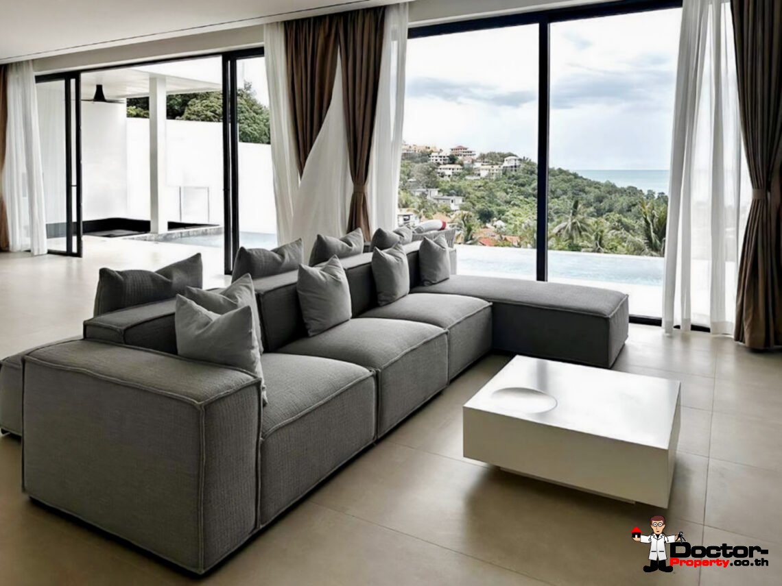 New 4 Bedroom Pool Villa with Sea View in Bang Por, Koh Samui – For Sale